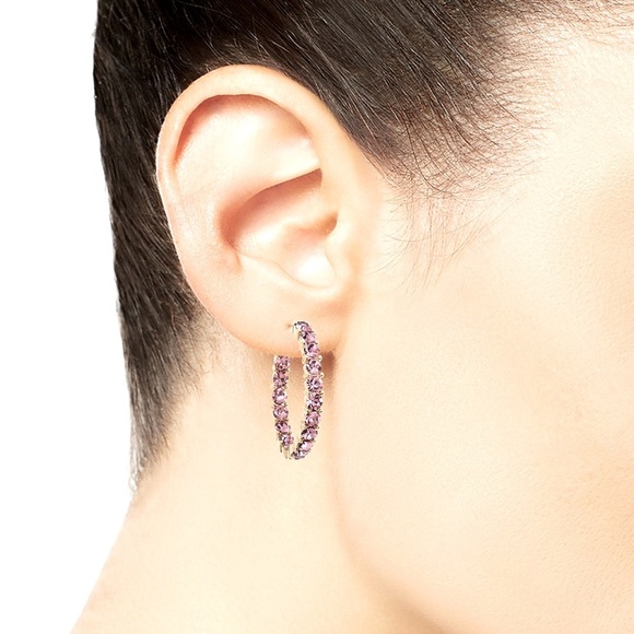 Crystal Station Medium Hoop Earrings, 1.1", Created for Macy's - Picture 1 of 3
